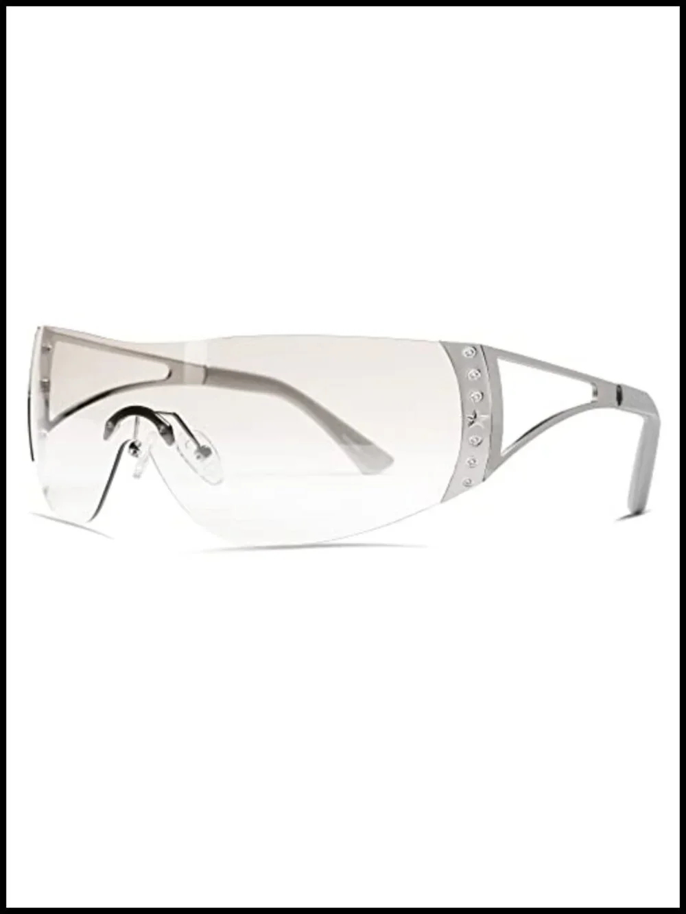 Oversized Wrap Around Y2K Sunglasses Futuristic Shield Flat Top UV400 Protection